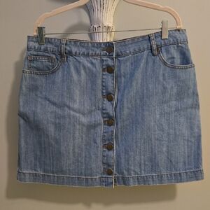Denim Button-Front Mini Skirt